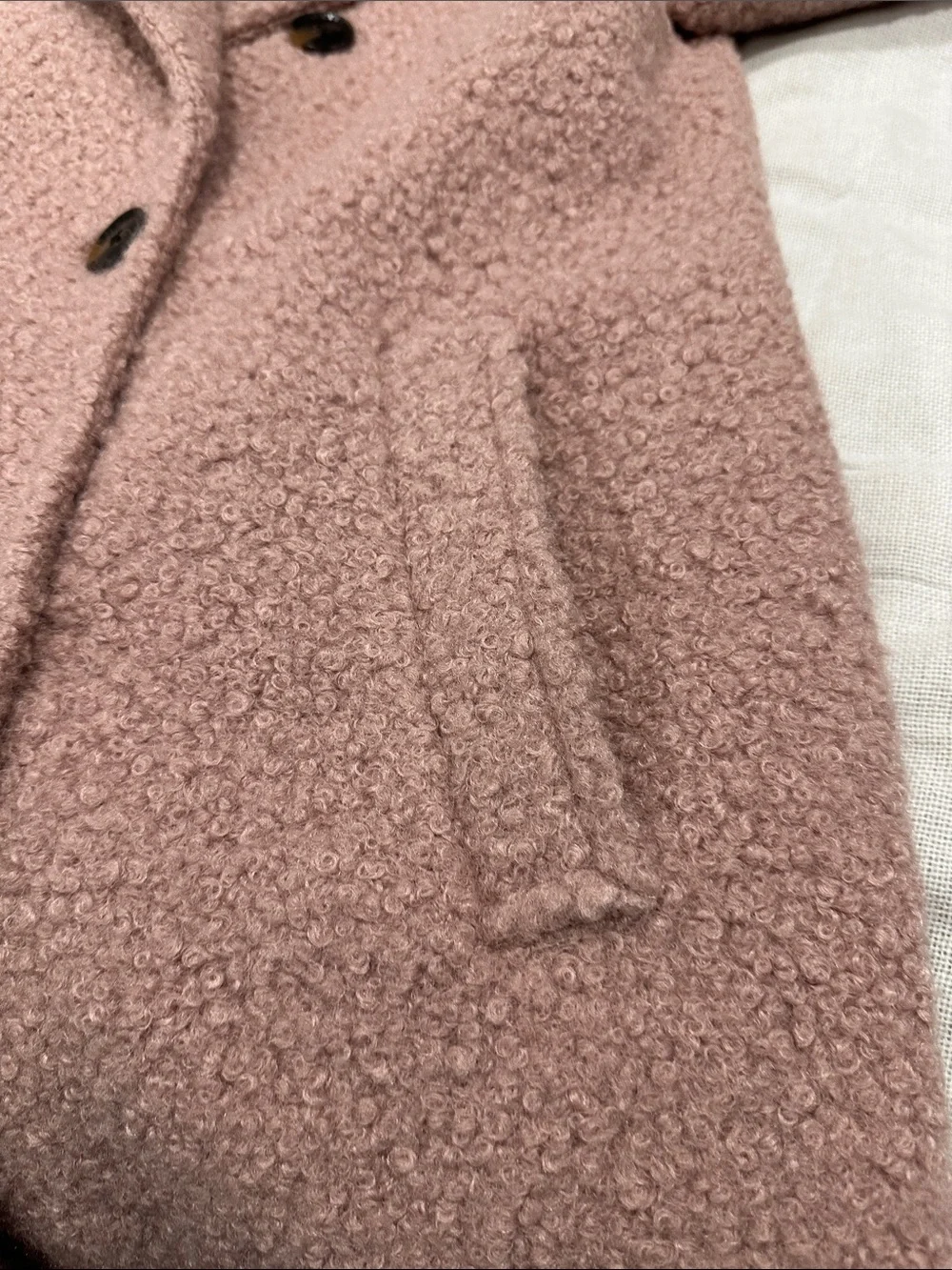 BCBGeneration Dusty Rose Teddy Double-Breasted Pea Coat, Size M